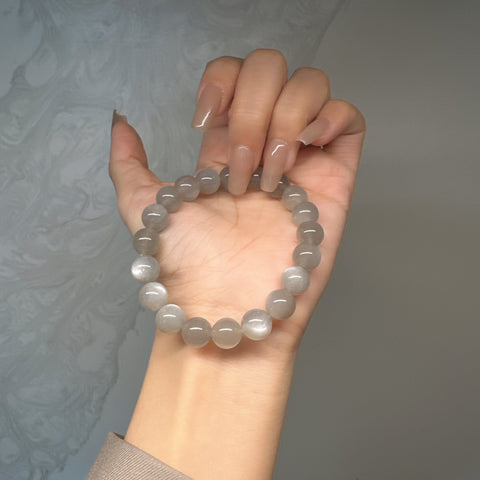 Cristal | Bracelet en pierre de lune argentée